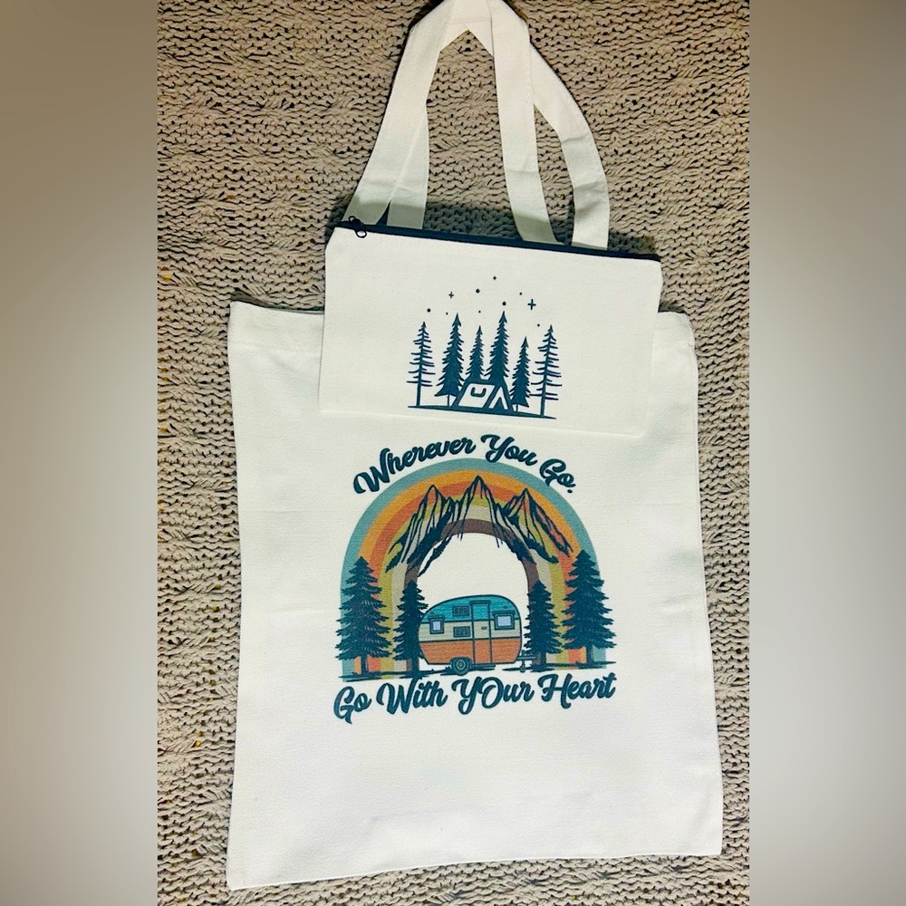 HANDMADE tote bag with matching small pouch